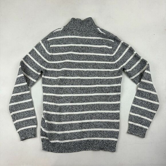 Izod Boys Sz XL 18/20 Black White Cable Knit Mock Neck Pullover Sweater Buttons - Picture 6 of 6